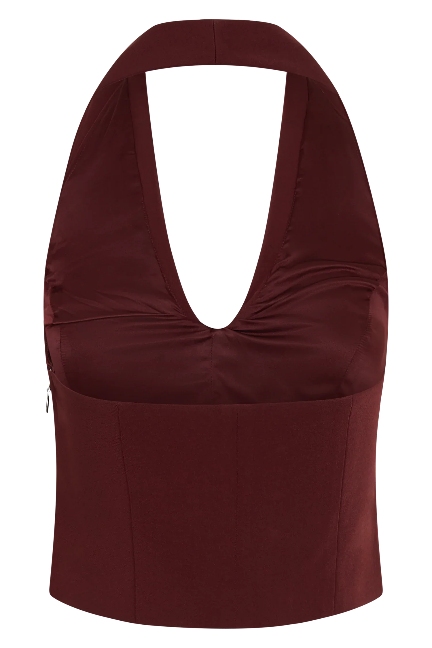 Calla Collared Sleeveless Halter Top Merlot