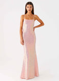 Attitude Knit Sequin Maxi Dress Iridescent Pink