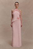 Melissa Chiffon Flower Maxi Dress Baby Pink