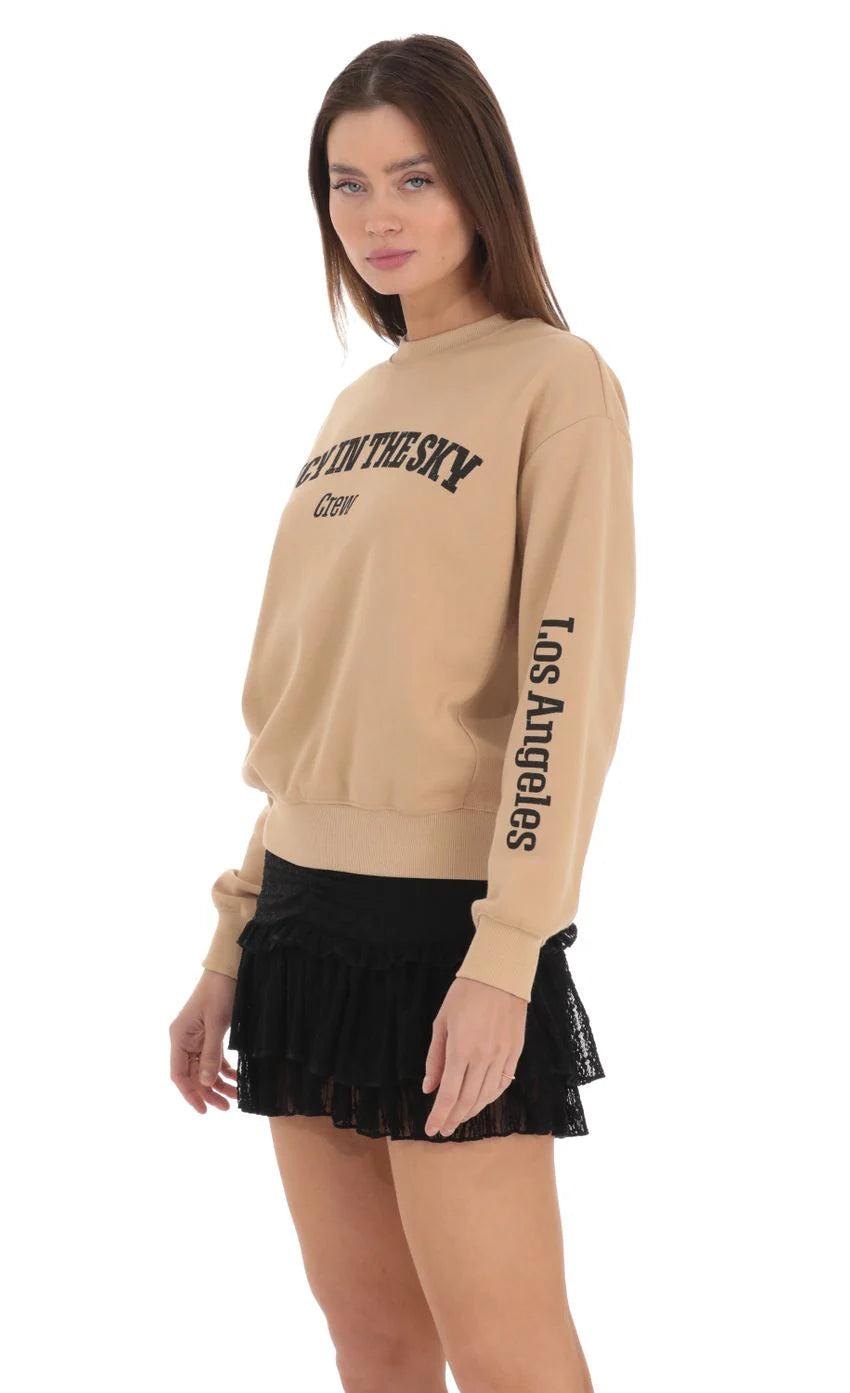 Lucy in the Sky Crew Jumper in Brown