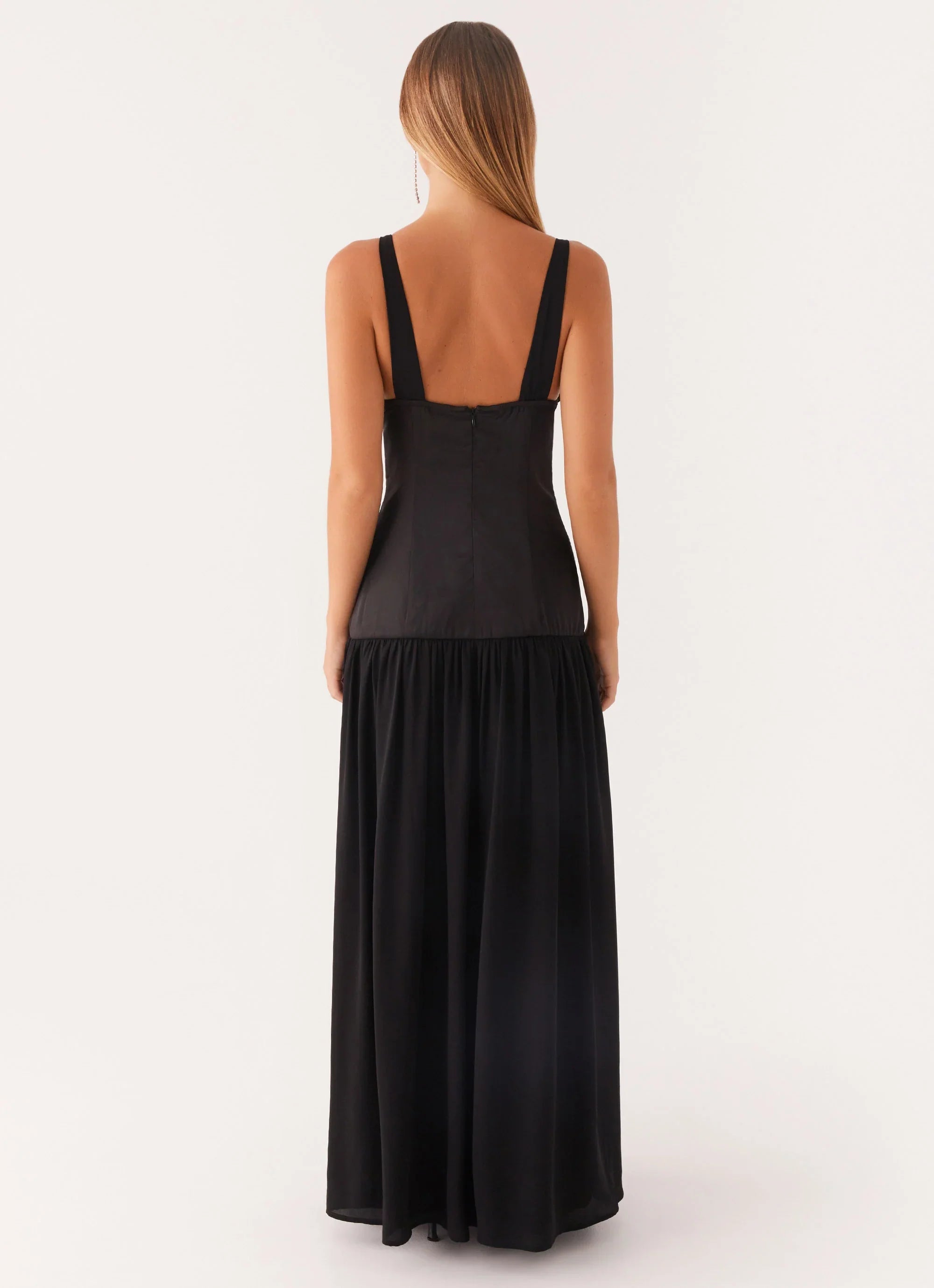 Dafina Satin Maxi Dress Black