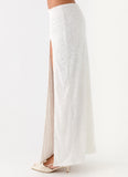 Griff Low Rise Jacquard Maxi Skirt White