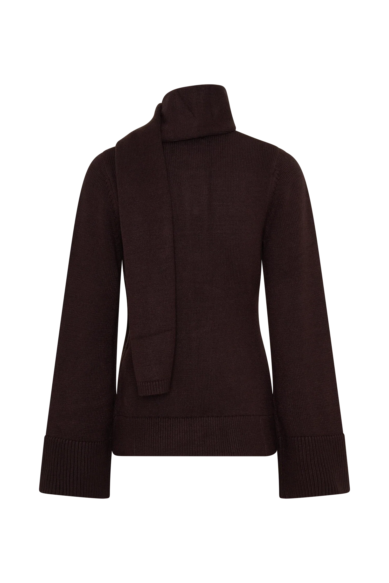 Lara Knit Cardigan With Scarf Chocolate