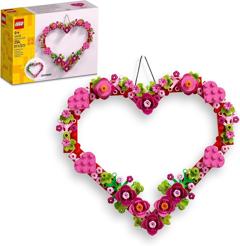 LEGO Heart Ornament Building Toy Set Fun Arts and Crafts Idea for Girls and Boys Ages 9 Display on The Wall as Home Decoration Gifts for Kids 40638