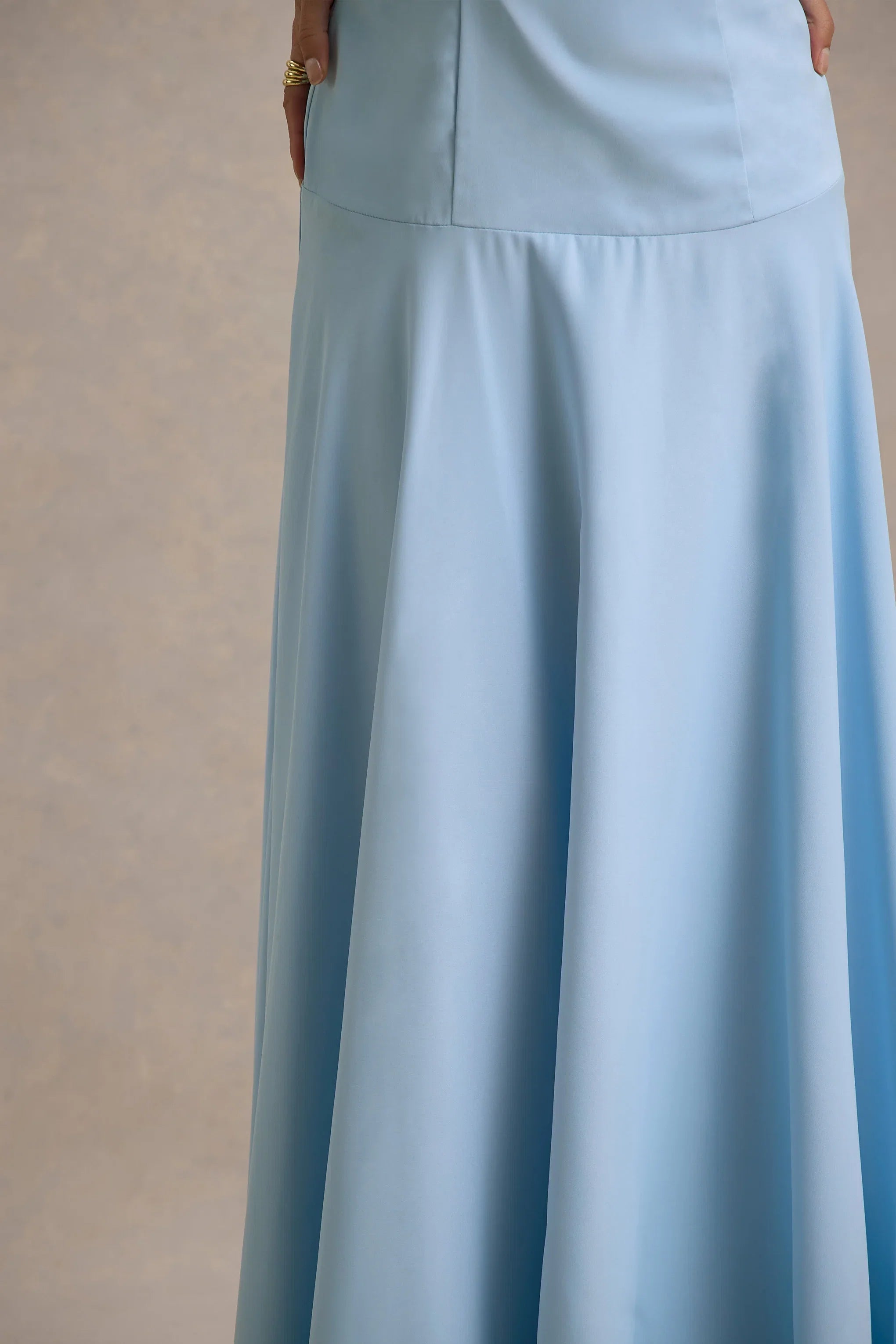Ginevra Powder Blue Halter Neck Slip Maxi Dress