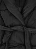 Black Wrap Waist Belted Puffer Coat