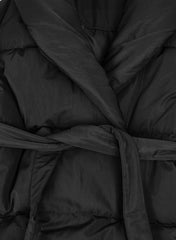Black Wrap Waist Belted Puffer Coat