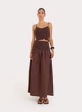 Chocolate Shirred Crop Top
