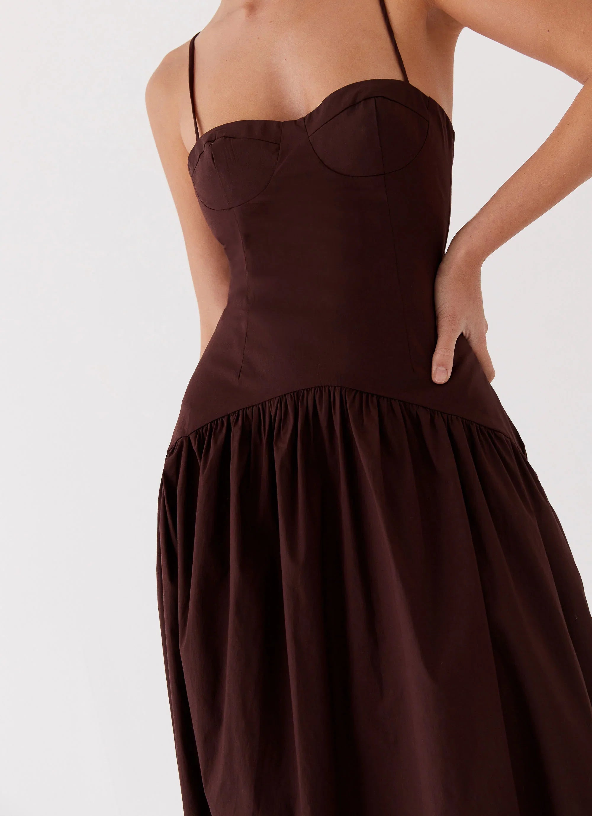 Yvette Corset Midi Dress Chocolate