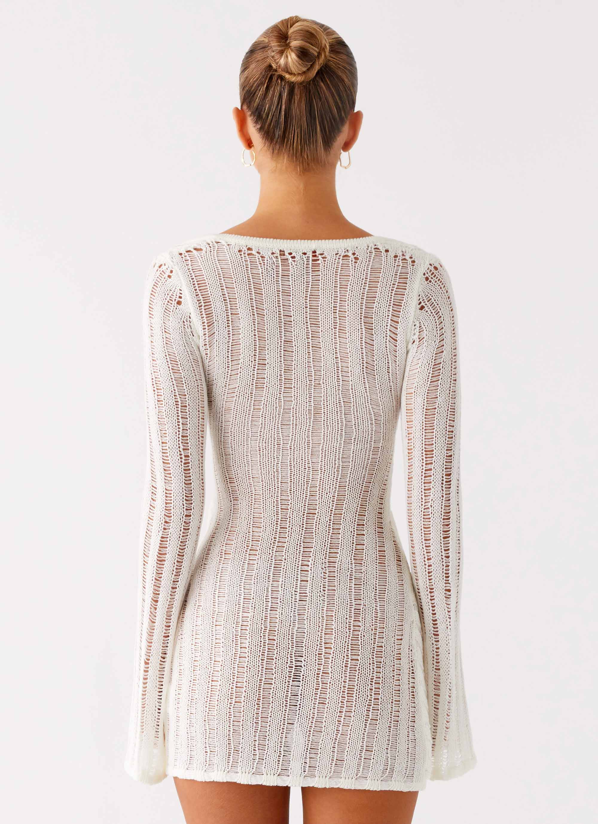 Sorelle Long Sleeve Twist Mini Dress Ivory