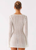 Sorelle Long Sleeve Twist Mini Dress Ivory