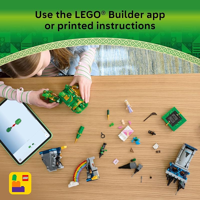 LEGO Wicked Emerald City Kiamo Ko Castle Building Toy Elphaba Glinda Toy Figures 2 Buildable Playsets Flying Monkey Minifigure for Kids Ages 9 Wicked Merch Gift for Girls Boys 75689