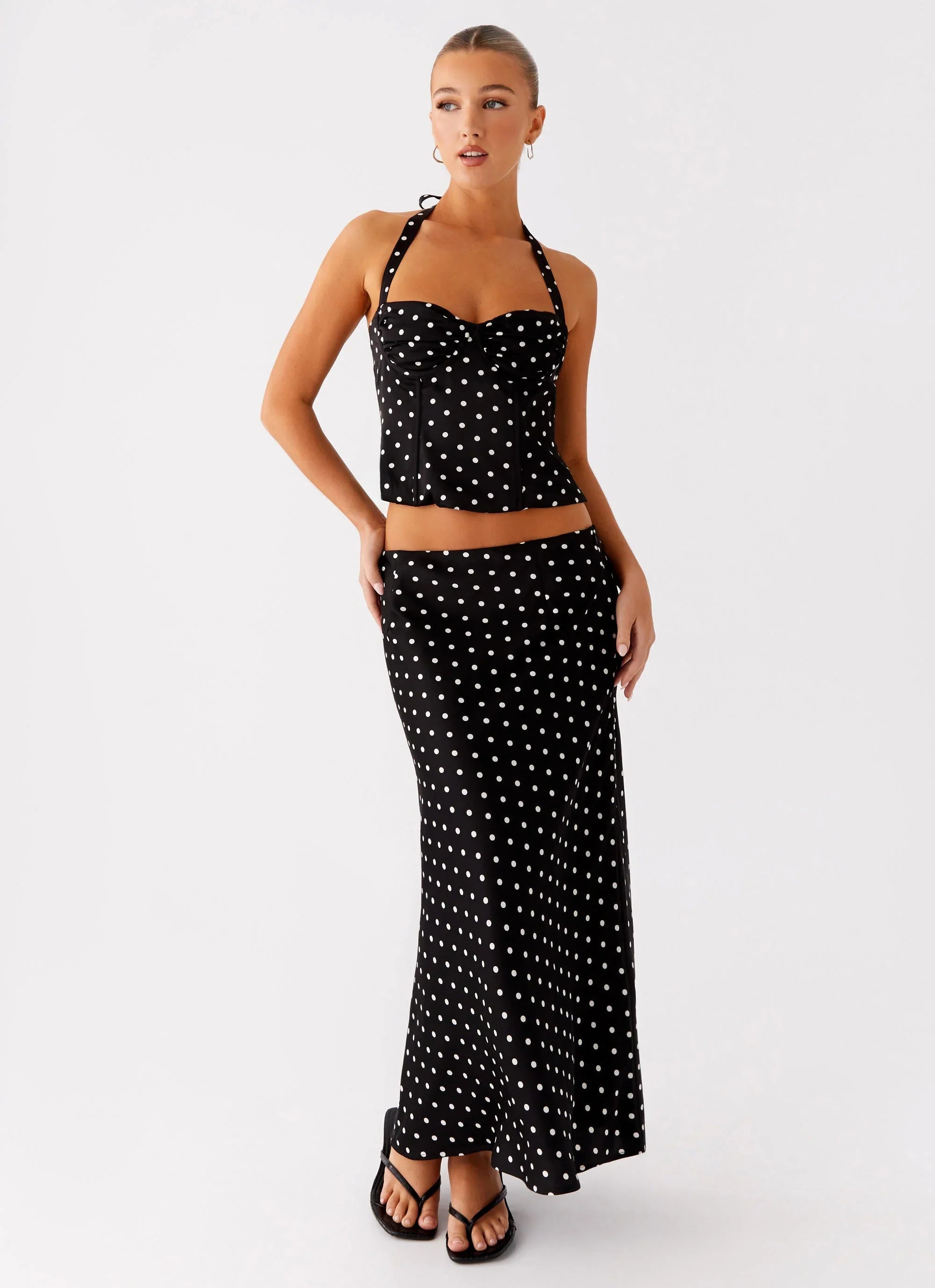 Breanne Midi Skirt Black Polka Dot