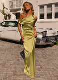Heart Of Glass Satin Maxi Dress Chartreuse