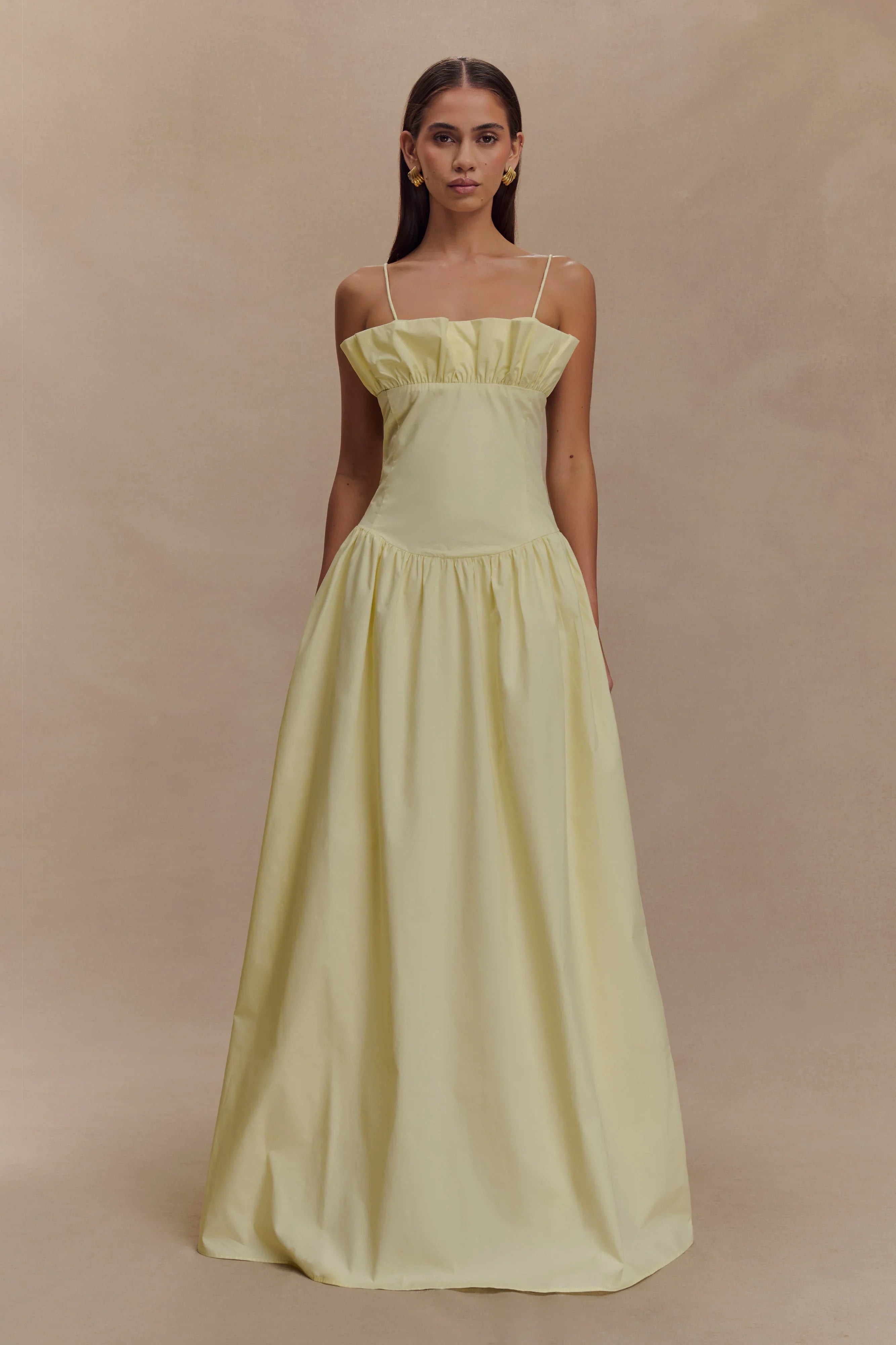 Janis Cotton Frill Maxi Dress Lemon