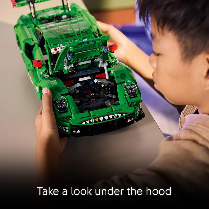 LEGO Technic Porsche 911 GT3 R Rexy AO Racing Car Building Toy for Boys Girls Car Toy W Realistic Steering 6 Cylinder Engine for Kids Auto Fans Ages 11 Gift Idea for Birthdays 42224
