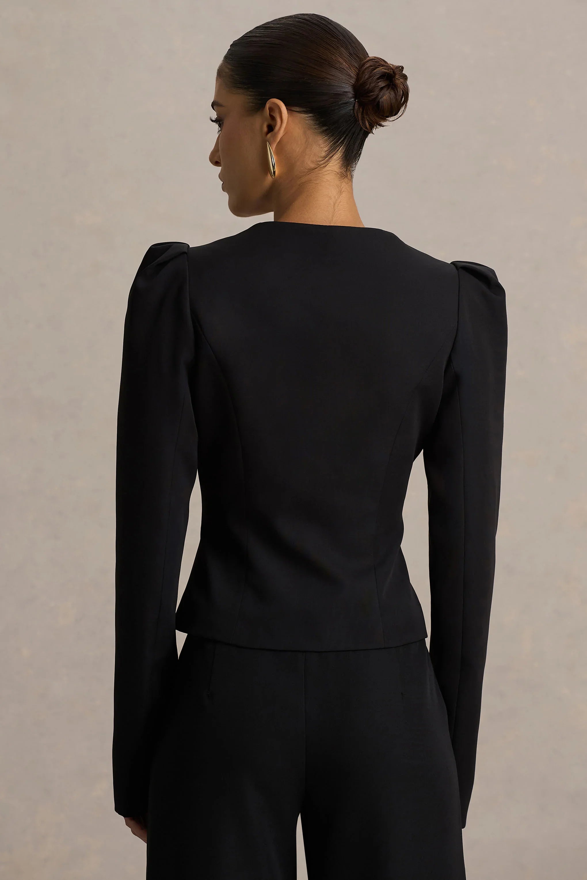 Olympia Black Sweetheart Neck Tailored Top