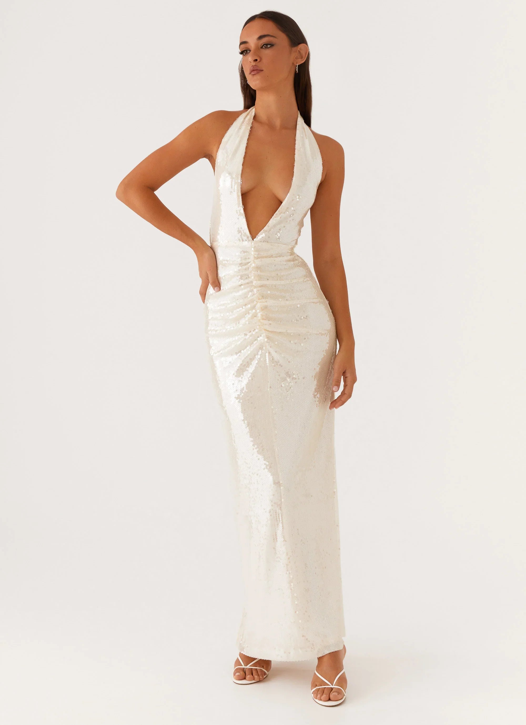 Whisked Away Halterneck Maxi Dress White