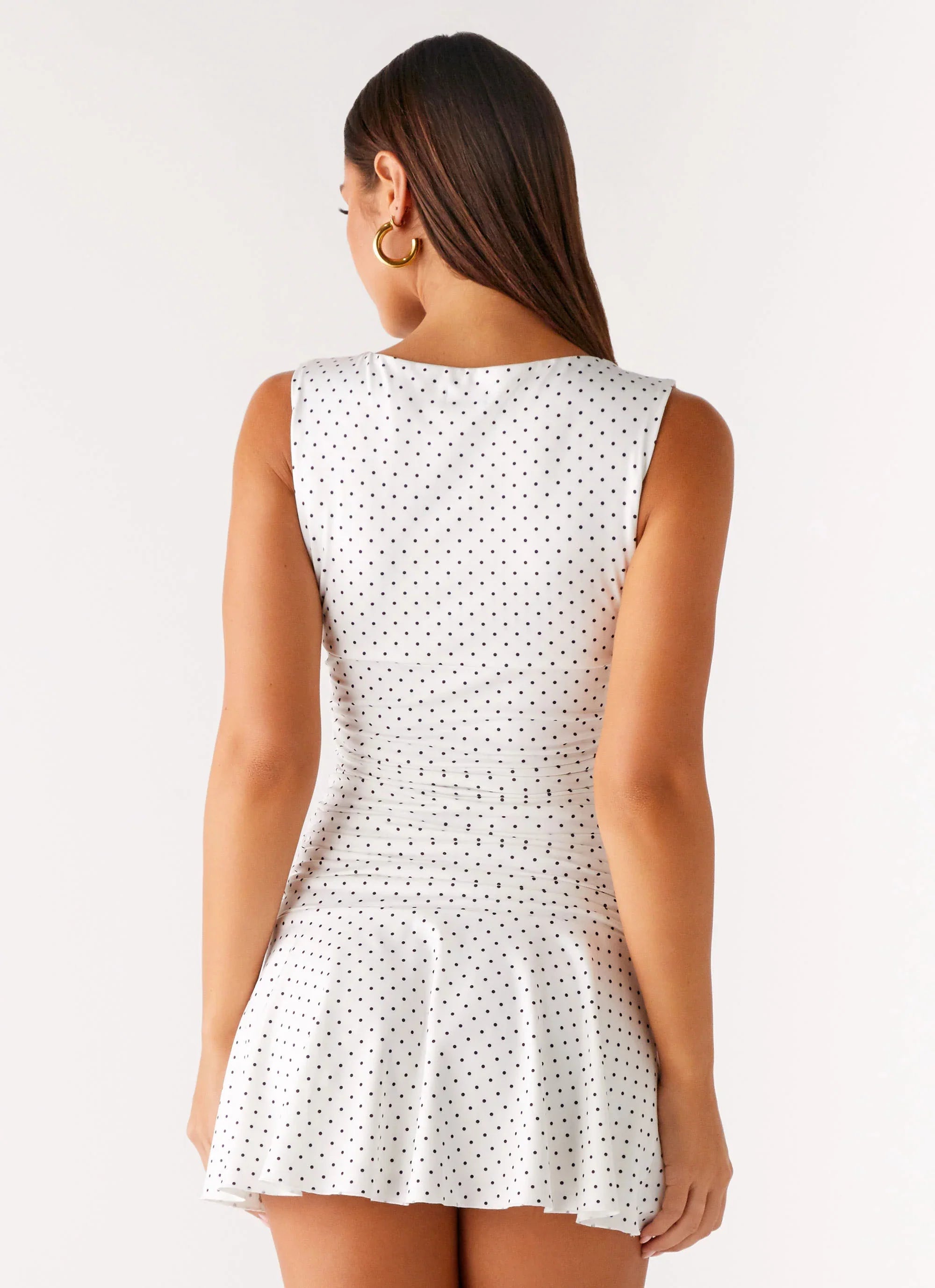 Kelda Mini Dress White Polka Dot