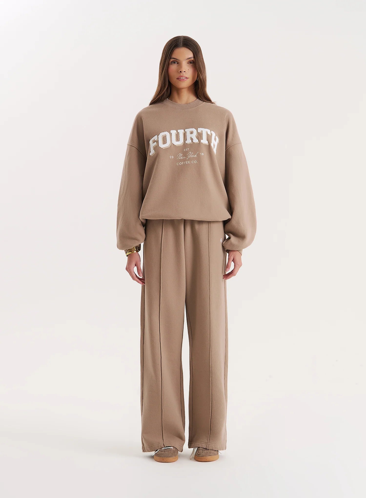 Mocha 4th Wide Leg Branded Joggers