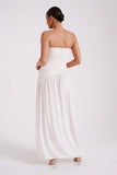 Bex Strapless Slinky Maxi Dress With Split Ivory