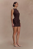 Bexley Draped Mini Dress Dark Chocolate