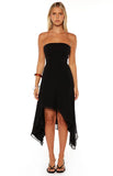 Jannah Black Strapless Hanky Hem Midi Dress