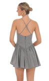 Pearl Charm Flare Dress in Gingham Print