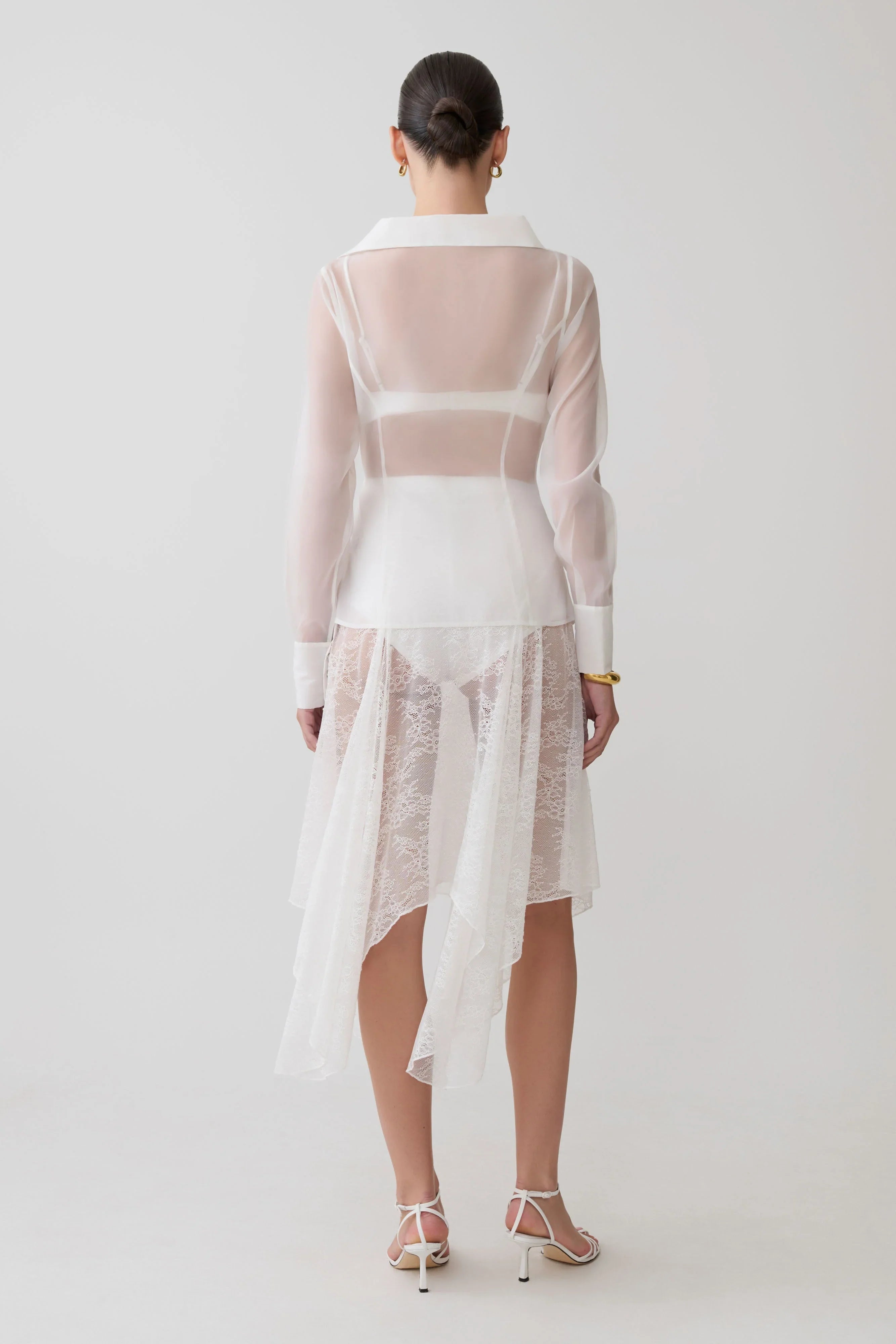 Haime Lace Hankie Midi Skirt Ivory