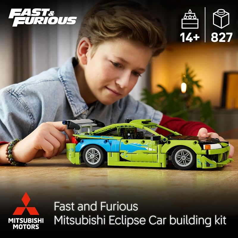LEGO Technic Fast and Furious Mitsubishi Eclipse Car 42229 Building Toys for Boys Girls Ages 14 Toy Car Set for Display or Play 827 pieces Gift for Fans of the Movie