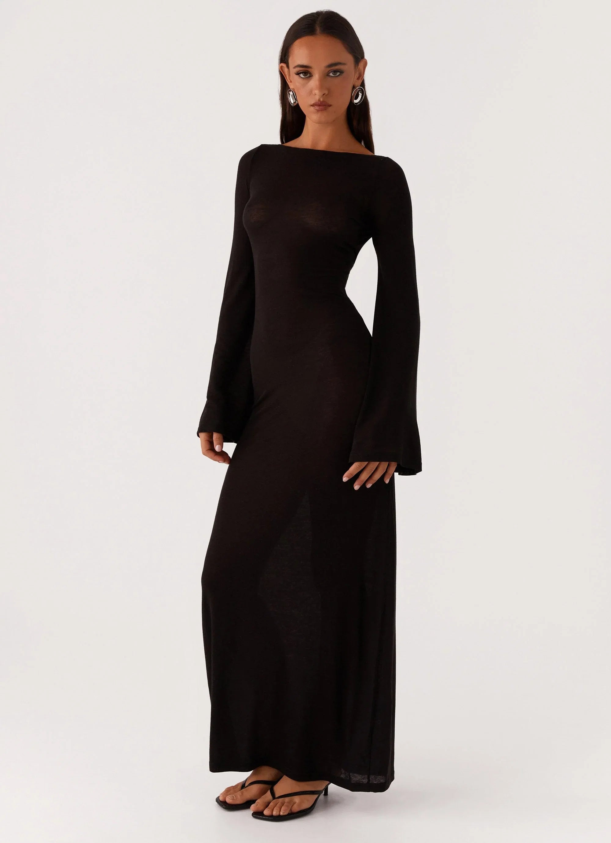 Olivia Long Sleeve Maxi Dress Black