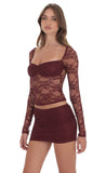 Sheer Lace Skirt in Burgundy