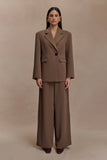 Arlo Wide Leg Suiting Trouser Cacao Brown