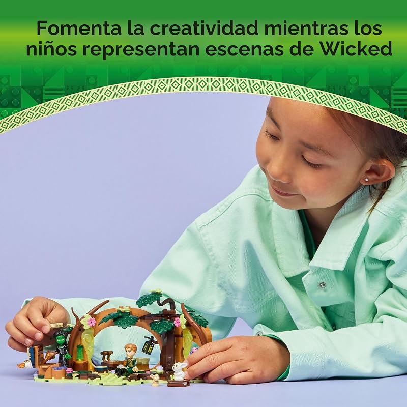 LEGO Refugio Malvado de Elphaba Juego de Construcción Figuras de Juguetes de Elphaba y Fiyero y Juego de Reparto con Amigos del Bosque Bloques de Construcción de Juego Simulado para Niños Edades
