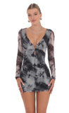 Midnight Print Bodycon Dress in Grey