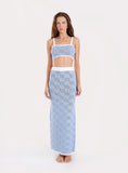 Blue Check Crochet Crop Top