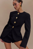 Asia Mixed Button Blazer Black