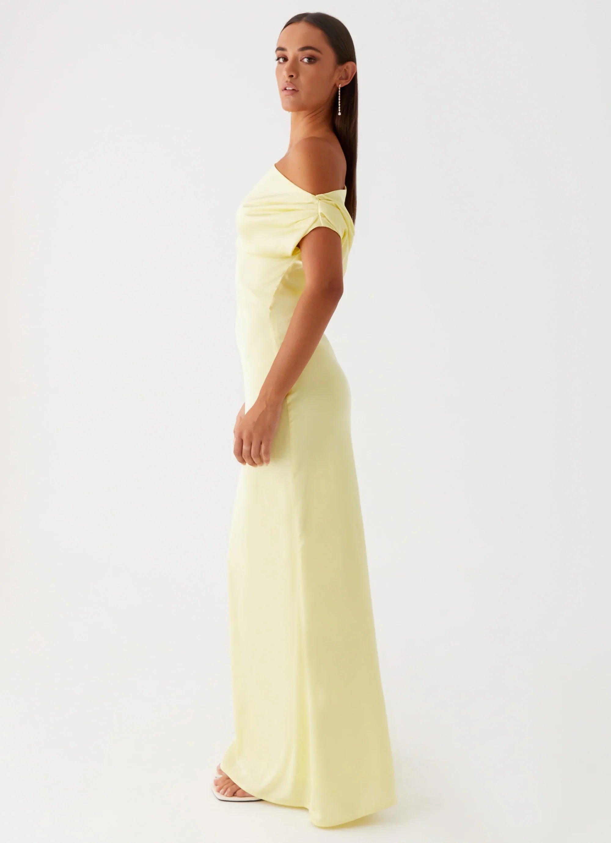 Heart Of Glass Satin Maxi Dress Yellow