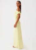 Heart Of Glass Satin Maxi Dress Yellow