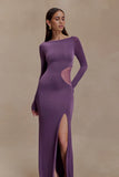 Megan Slinky And Mesh Maxi Dress Purple