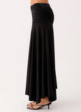 Liana Ruched Maxi Skirt Black