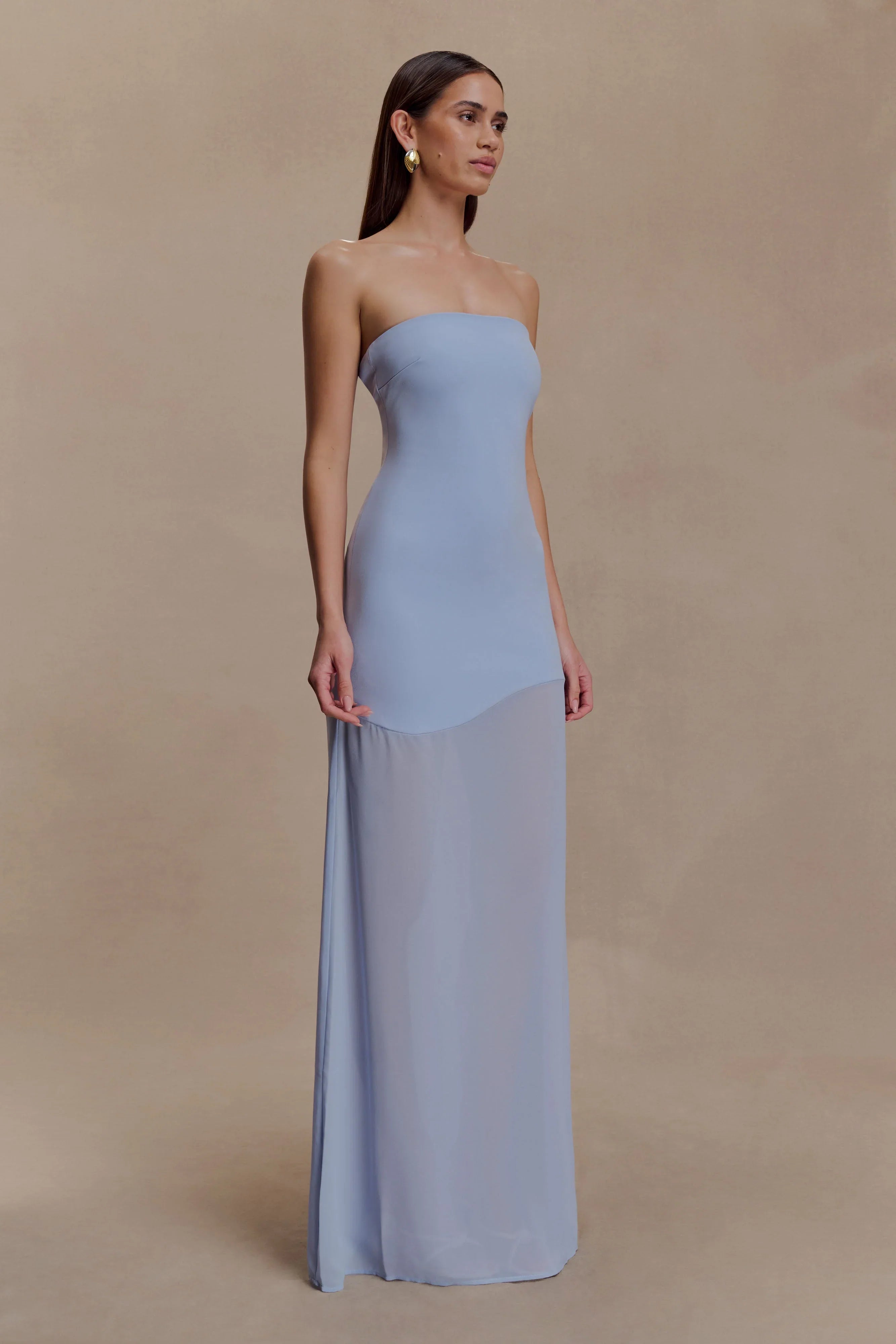 Mason Crepe And Chiffon Maxi Dress Powder Blue