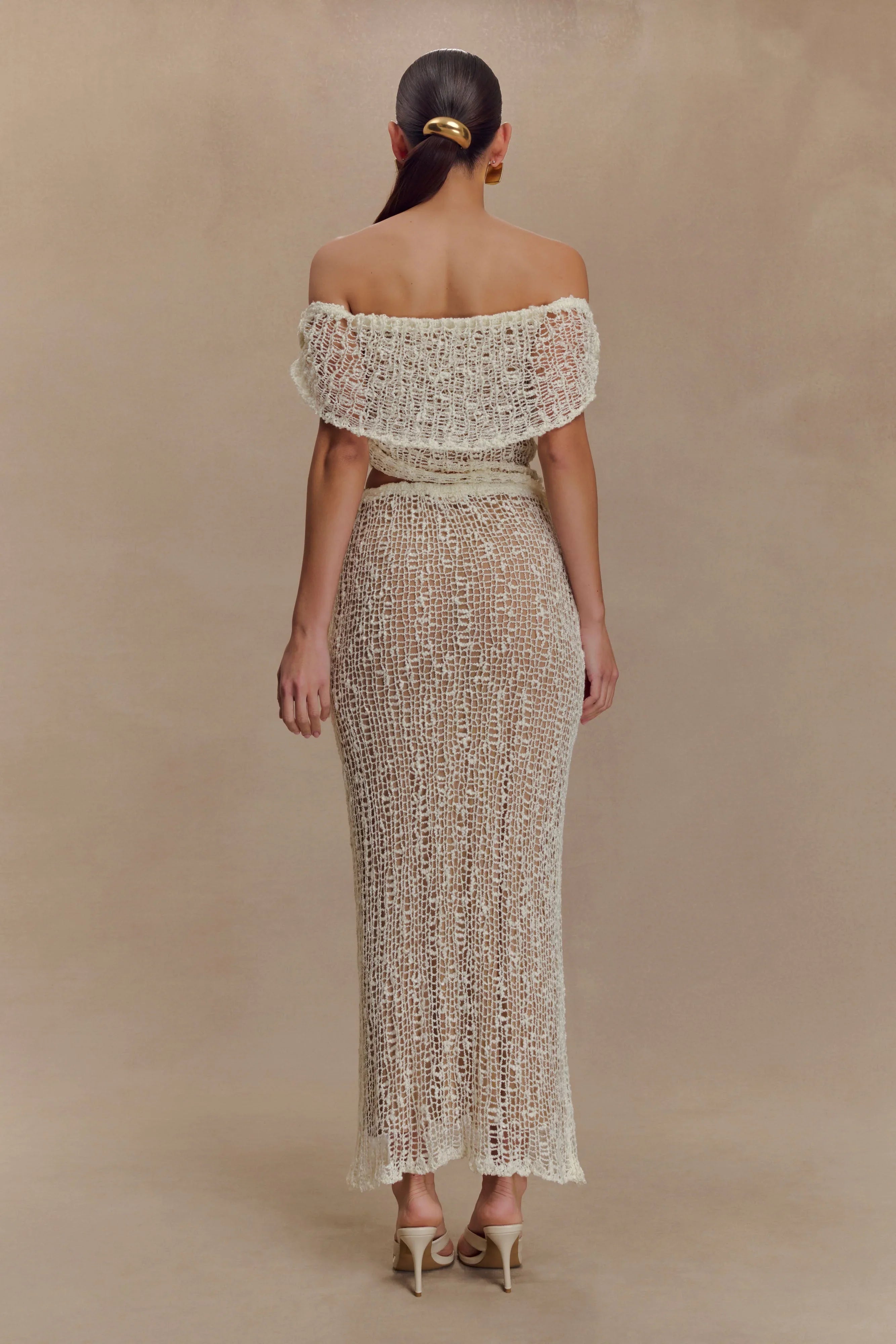 Cordelia Off Shoulder Knit Top Ivory
