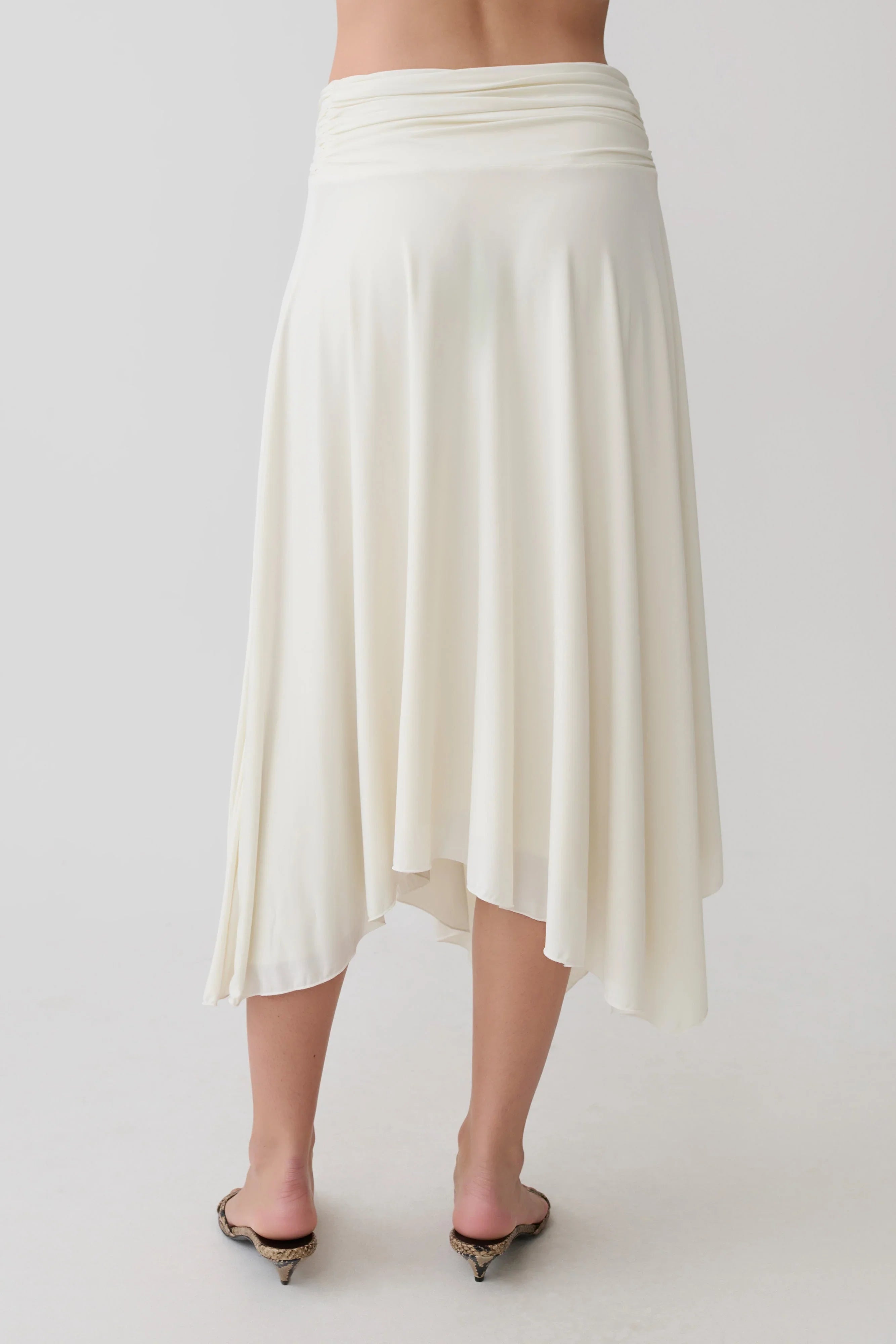 Luu Slinky Midi Skirt Ivory