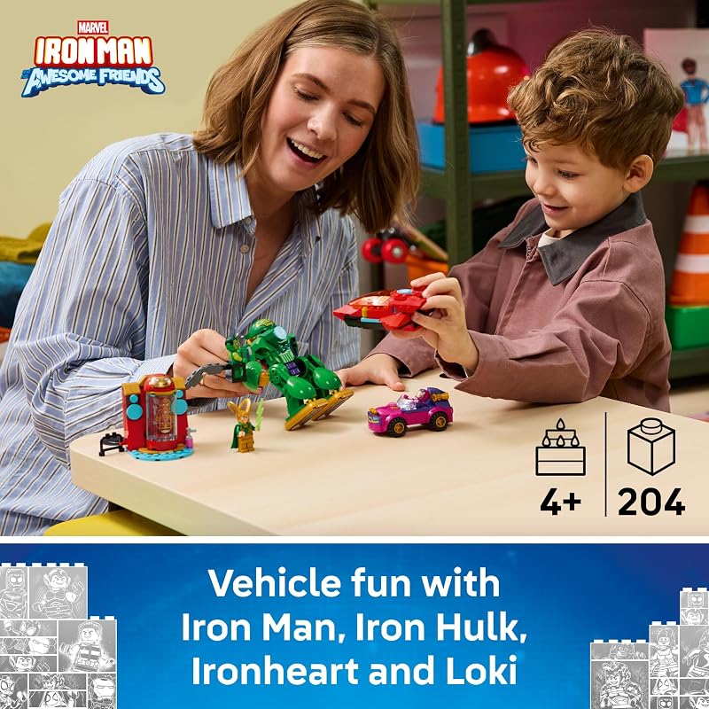 LEGO Marvel Iron Man and His Awesome Friends Loki vs Team Iron Man 11211 Preschool Building Toys for Boys Girls Ages 4 Action Figures Sturdy Build for Pretend Play 204 pieces Gift Idea