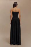 Maureen Cotton Shirring Maxi Dress Black