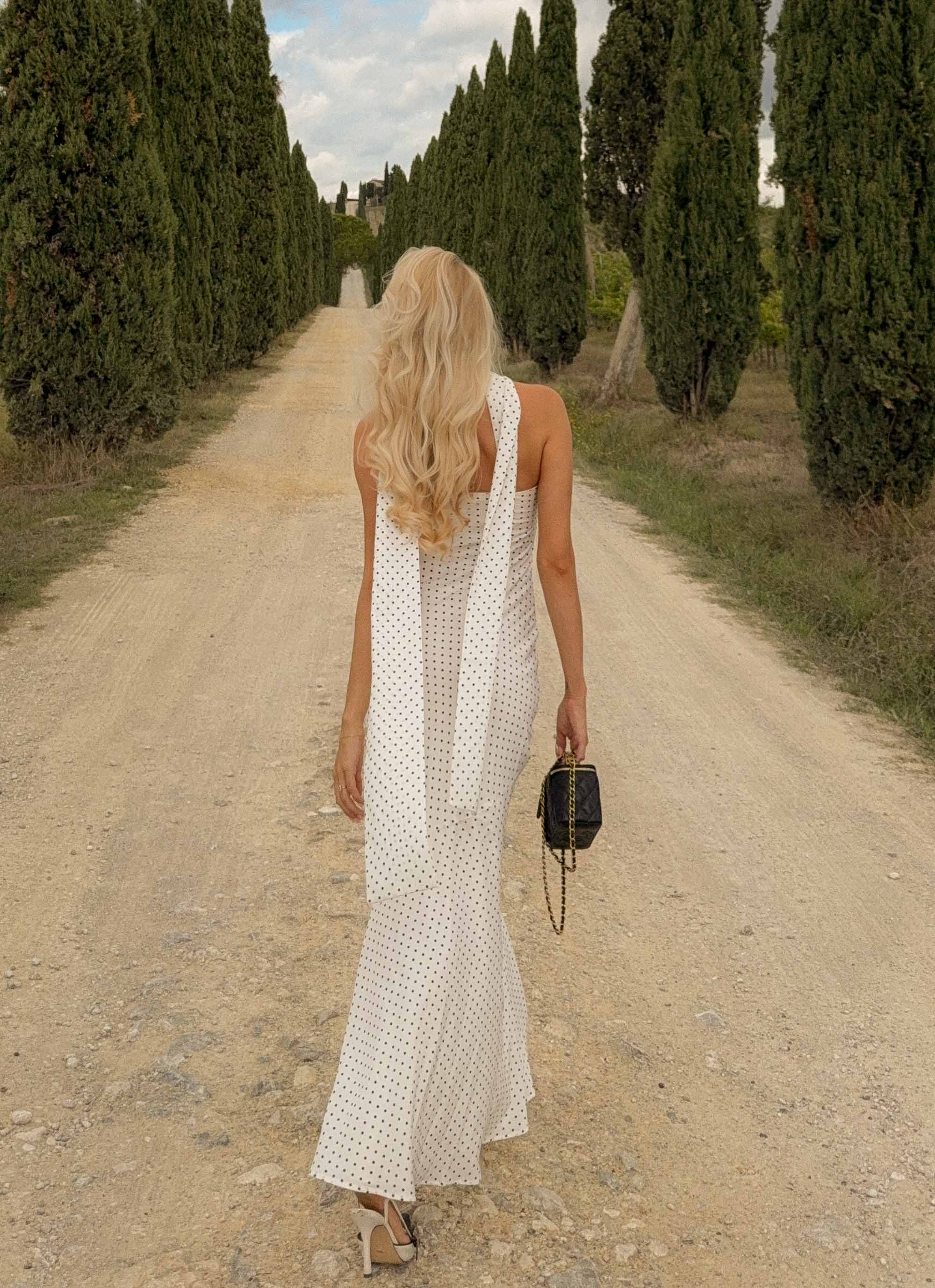 Under The Pagoda Maxi Dress White Polkadot
