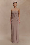 Mirren Strapless Slinky Maxi Dress Bronze