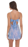 Sequin V Neck Bodycon Dress in Blue