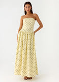 Andorra Maxi Dress Yellow Polkadot